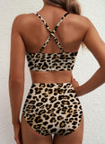 Emoswim - 2026 Summer Two Piece Bikini Set U-Wire Cutout High Waisted Swimsuit-Leopard Pink Lily