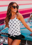 Emoswim - Polka Dot Tie Front Blouson Tankini Set