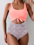 Emoswim-Women's One Piece Swimsuit Tummy Control Slimming Bathing Suit Cutout Tie Knot Swimwear