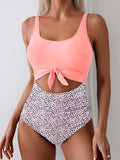 Emoswim - Women's One Piece Swimsuit Tummy Control Slimming Bathing Suit Cutout Tie Knot Swimwear