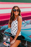 Emoswim - Polka Dot Tie Front Blouson Tankini Set