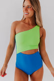 Emoswim – Grüner Badeanzug mit floralem Cut-Out in Fondant