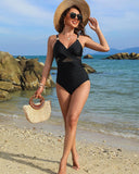 Emoswim-Metallic Accent Mesh Panel One-Piece Swimsuit