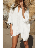 Emoswim – Weißer V-Ausschnitt, lockeres Überwurfkleid, Weiß