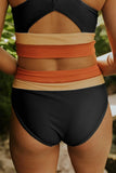 Emoswim-Black Colorblock Cut Back Bikini Set