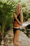 Emoswim-Black Colorblock Cut Back Bikini Set