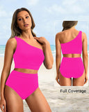 Emoswim - High-Waist One-Shoulder Tummy Control Bikini Set