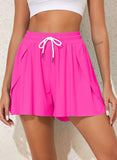 Emoswim-Pink Solid Color Simple Versatile High Waist Swim Short