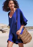 Emoswim - V Neck Solid Color Cover Up