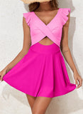 Emoswim-Women's One Piece Swimsuit Ruffle Cutout Swimdress Tummy Control V Neck Wrap Swimwear