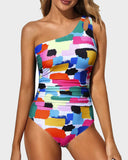 Emoswim-One Shoulder One Piece Swimsuit for Women Tummy Control Bathing Suits