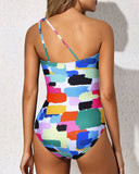 Emoswim-One Shoulder One Piece Swimsuit for Women Tummy Control Bathing Suits