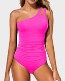 Emoswim - One Shoulder One Piece Swimsuit for Women Tummy Control Bathing Suits
