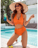 Emoswim - Maillots de Bain Gainants Taille Haute Modestes Ensemble Bikini - Orange