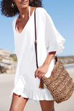Emoswim-V Neck Solid Color Cover Up