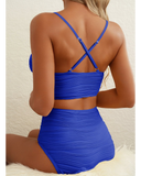 Emoswim - 2026 Sommer Zweiteiliger Bikini-Set mit U-Bügel, Cut-Out und hoher Taille - Blau