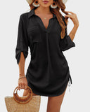 Emoswim-Coverup Drawstring Beach Dress Shirt